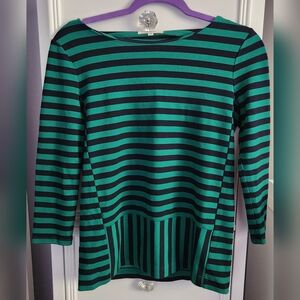 Madewell Green and Black Striped Top Size XS